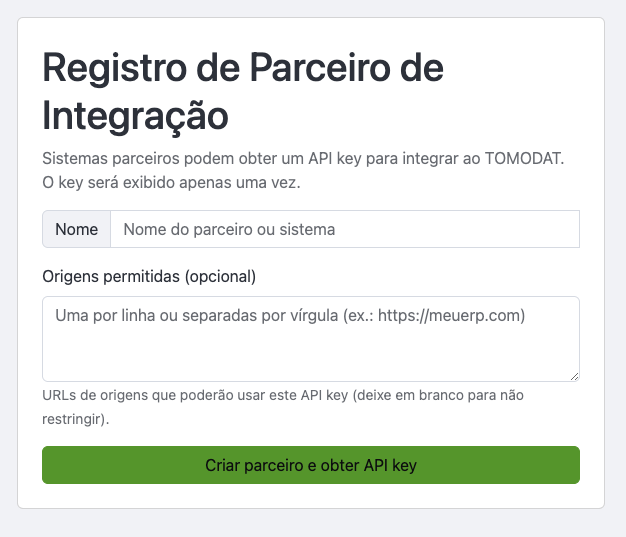 Registro de parceiro